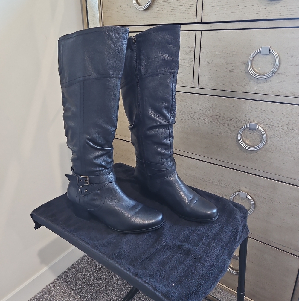 Array Black Over-the-Knee Buckle Riding Boots